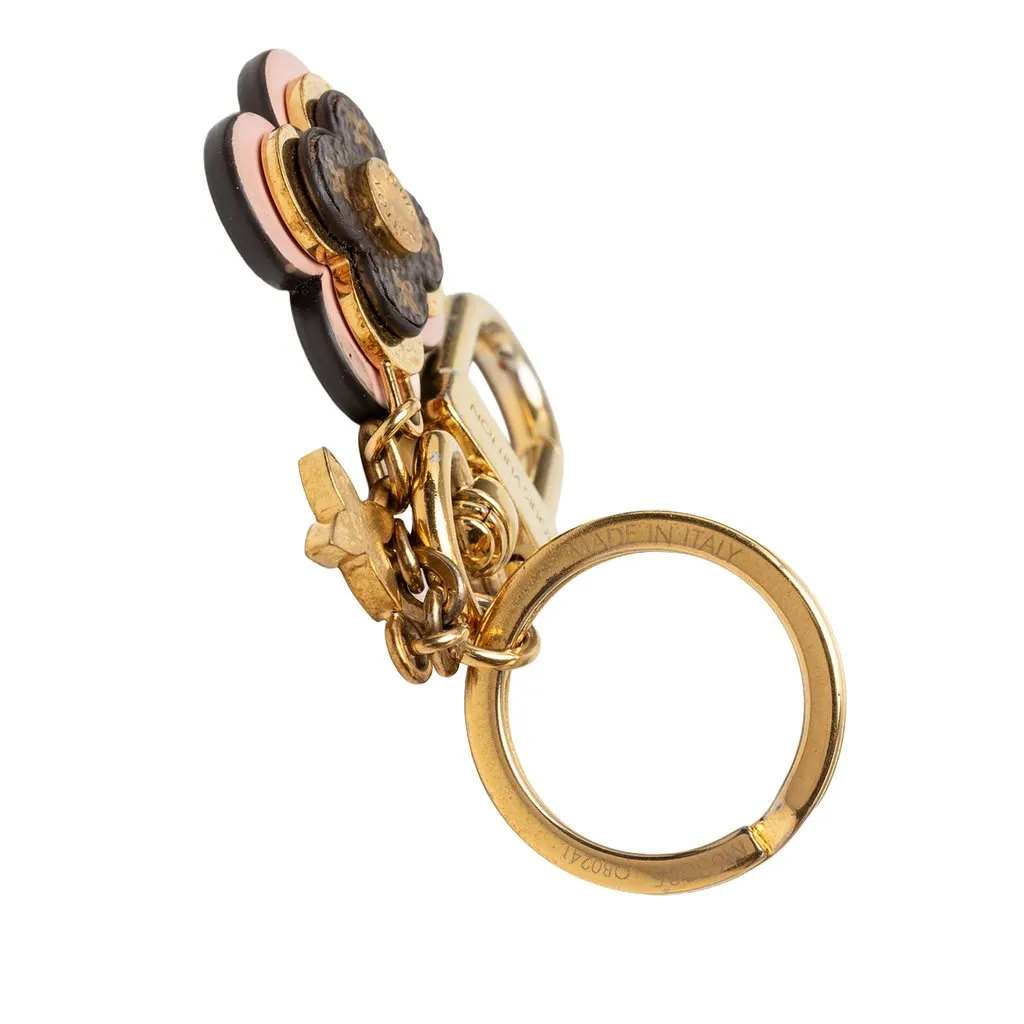 Louis Vuitton Gold Plated Monogram Blooming Flowers Bag Charm and Key Holder Gold Metal Very good - Inside View