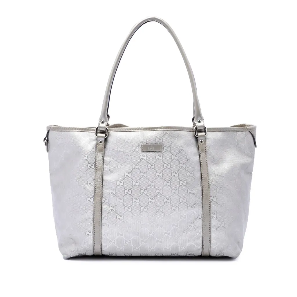 Gucci Medium GG Imprime Joy Tote Silver Very good - Front View