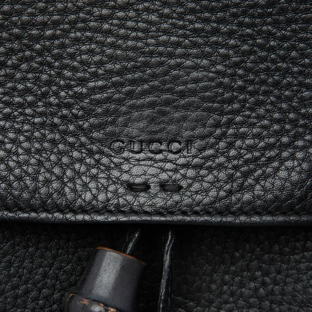 Gucci Medium Leather Bamboo Daily Crossbody Black Leather Good - Box View