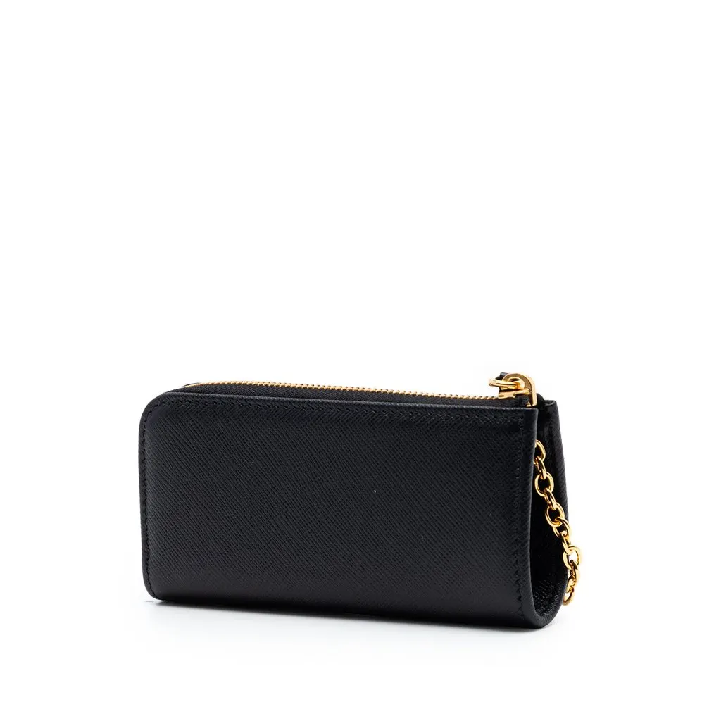 Prada Saffiano Coin Pouch Black Leather Very good - Back View