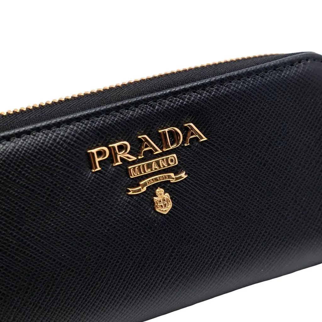 Prada Saffiano Coin Pouch Black Leather Very good - Box View