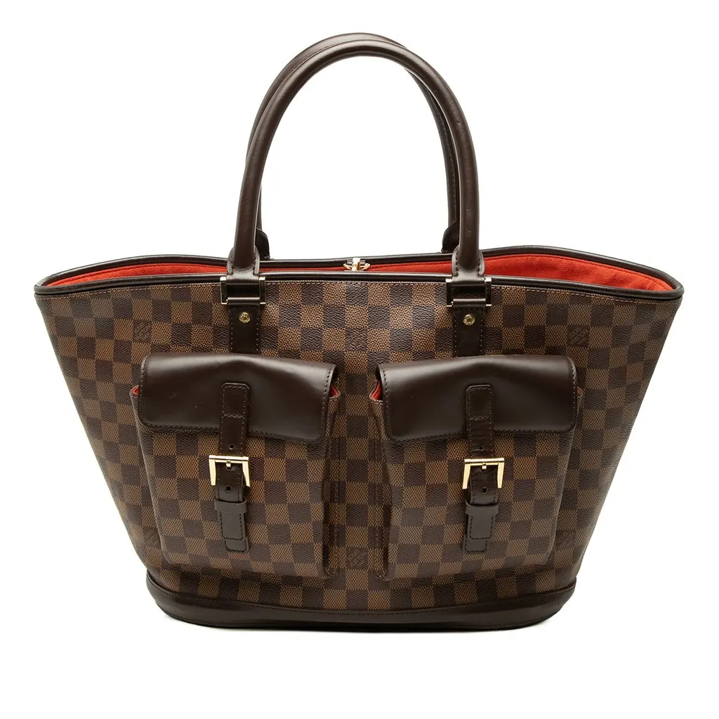 Louis Vuitton Damier Ebene Manosque GM Brown Canvas Good - Front View