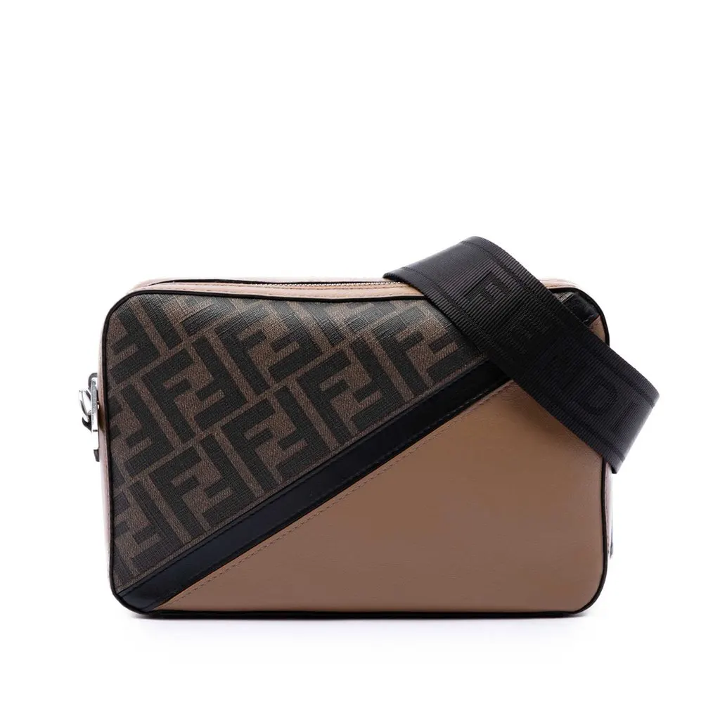 Fendi Zucca Coated Canvas Diagonal Camera Bag Brown Very good - Front View