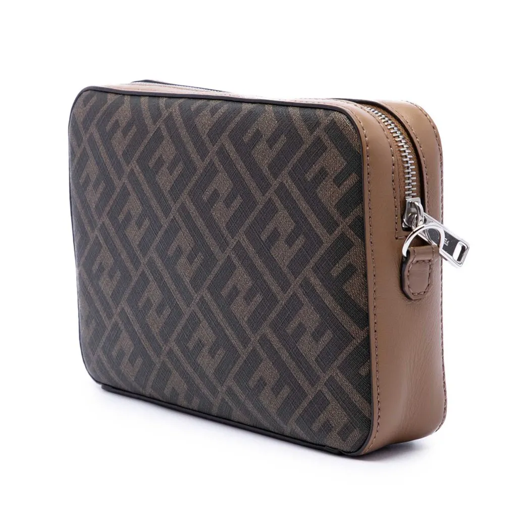 Fendi Zucca Coated Canvas Diagonal Camera Bag Brown Very good - Back View