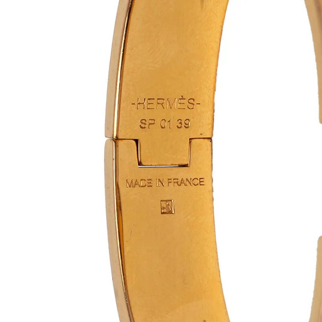 Hermès Narrow Enamel Clic H Bracelet PM White Very good - Model View