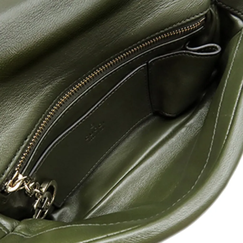 Gucci Mini GG Milano Lambskin Top Handle Bag Green Leather Very good - Model View