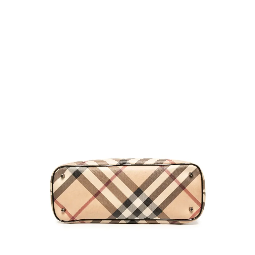 Burberry Small Supernova Check Coated Canvas Nickie Tote Beige Canvas Very good - Inside View