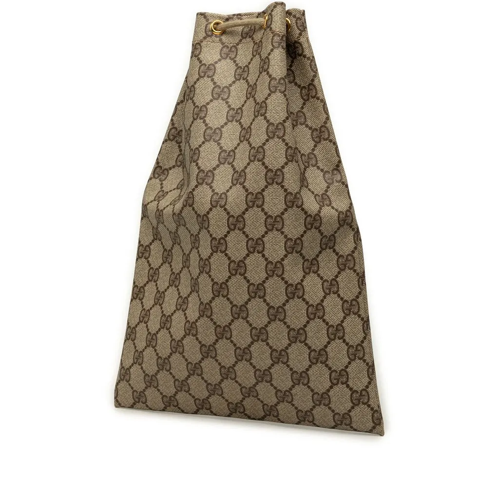 Gucci GG Supreme Drawstring Pouch Beige Very good - Back View