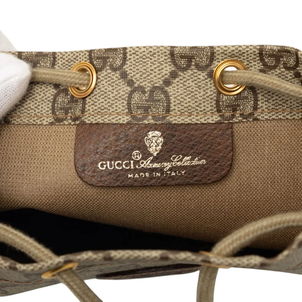 Gucci GG Supreme Drawstring Pouch Beige Very good - Box View