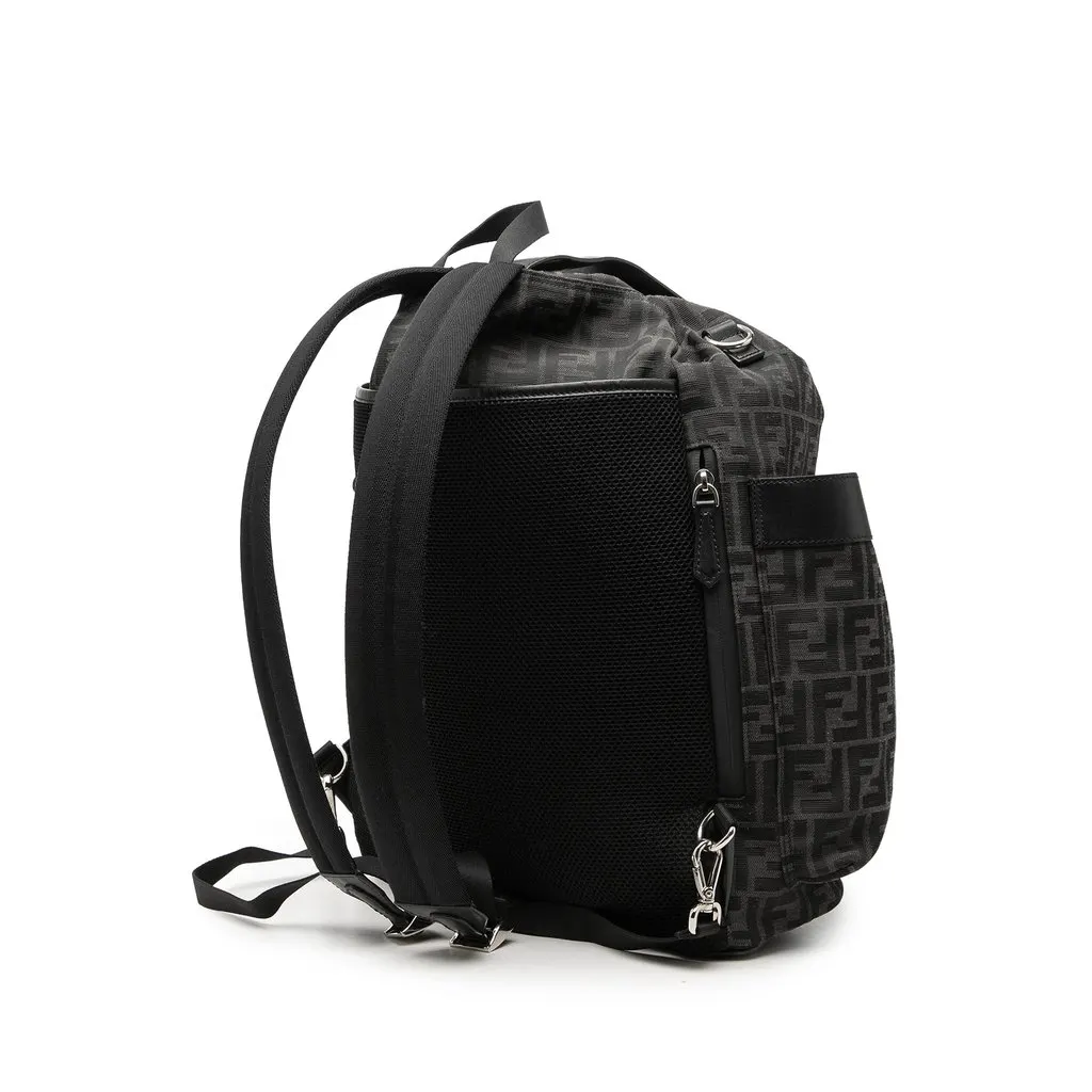Fendi Large FF Jacquard Strike Backpack Black Very good - Back View