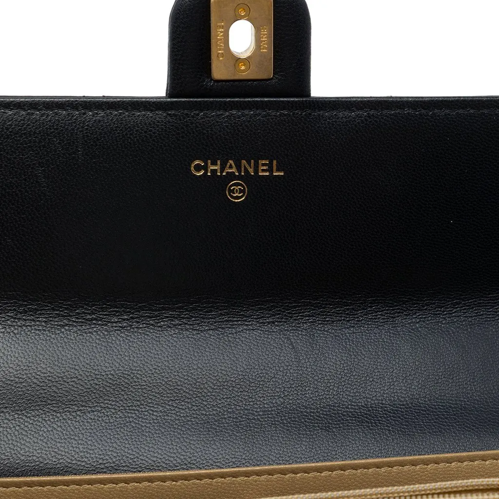 Chanel Quilted Goatskin Chic Pearls Clutch with Chain Black Leather Very good - Box View