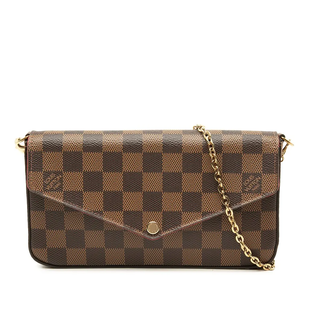 Louis Vuitton Damier Ebene Pochette Felicie Brown Canvas Good - Front View