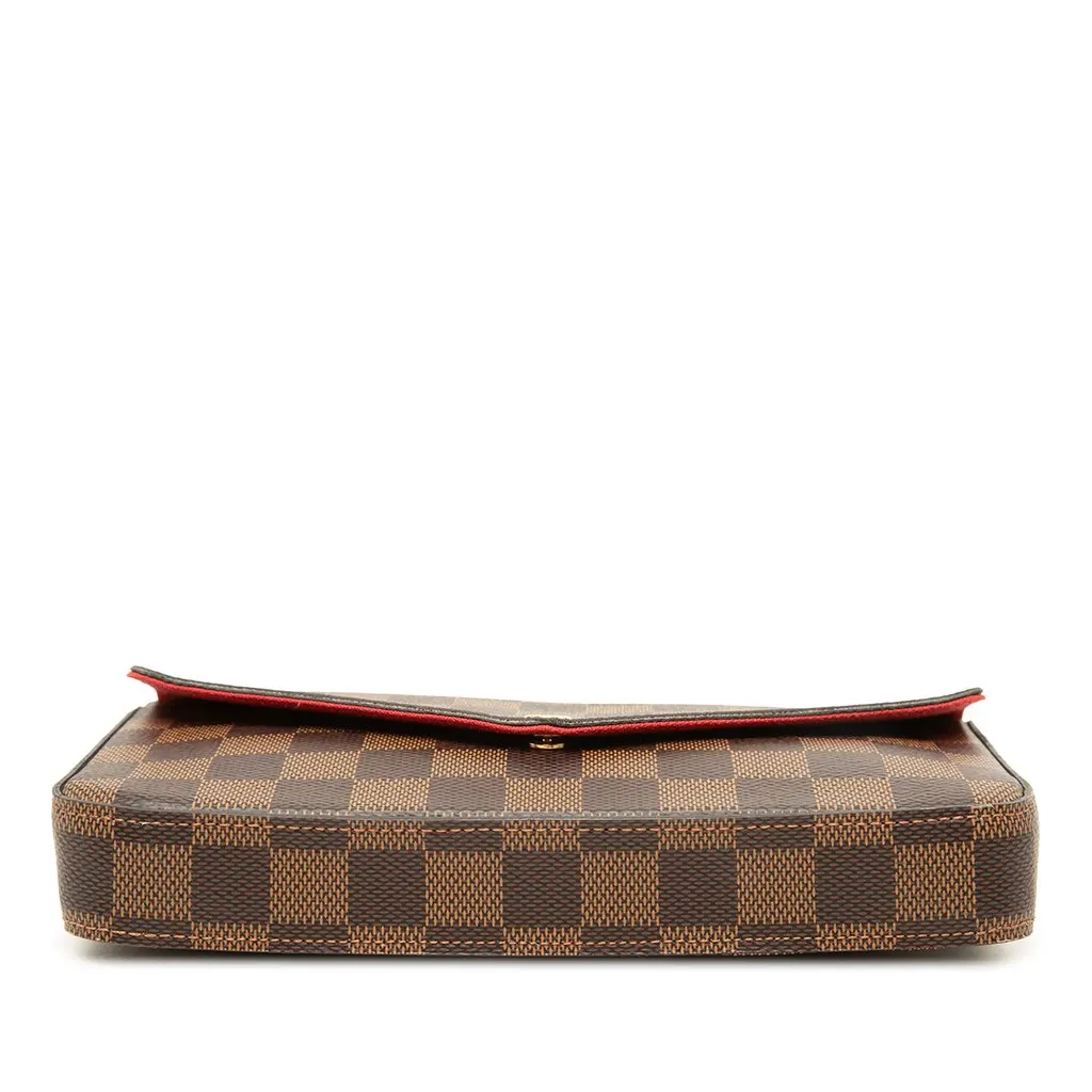 Louis Vuitton Damier Ebene Pochette Felicie Brown Canvas Good - Inside View