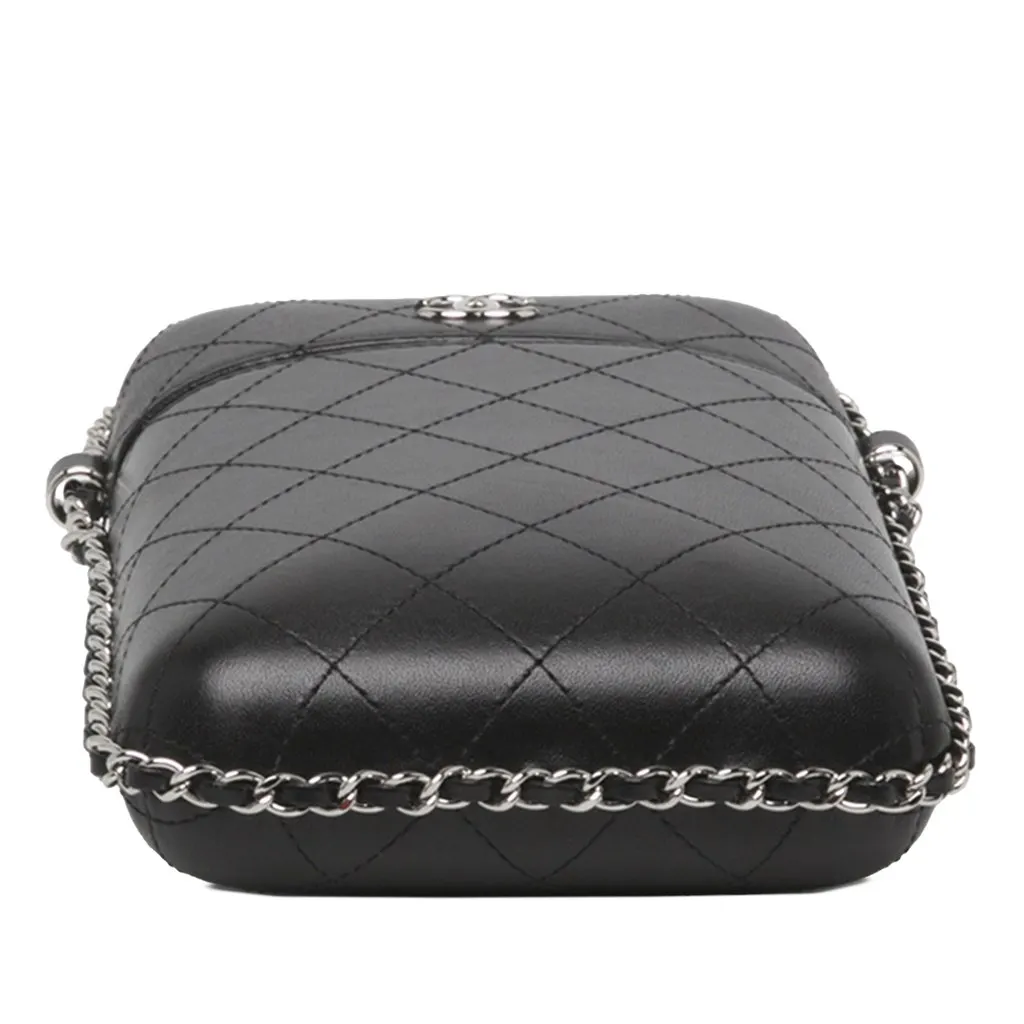 Chanel CC Quilted Lambskin Chain Around Phone Holder Black Leather Very good - Inside View