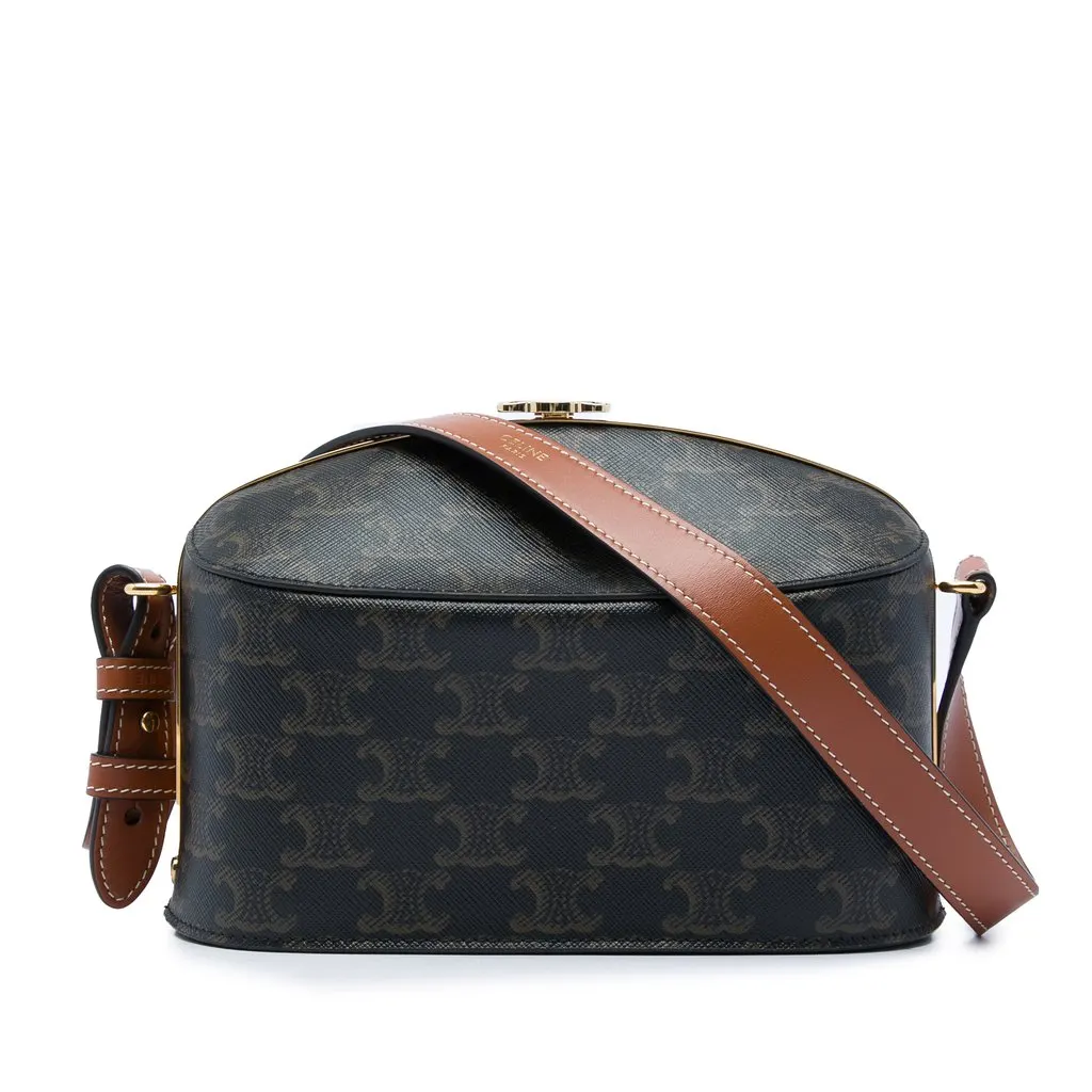 Celine Triomphe Coated Canvas Lunch Box Bag Brown Very good - Front View