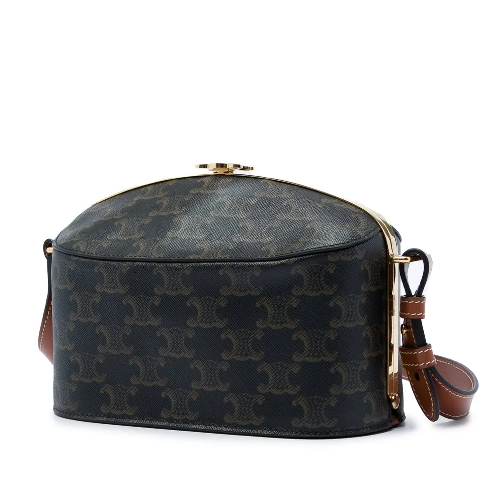 Celine Triomphe Coated Canvas Lunch Box Bag Brown Very good - Back View