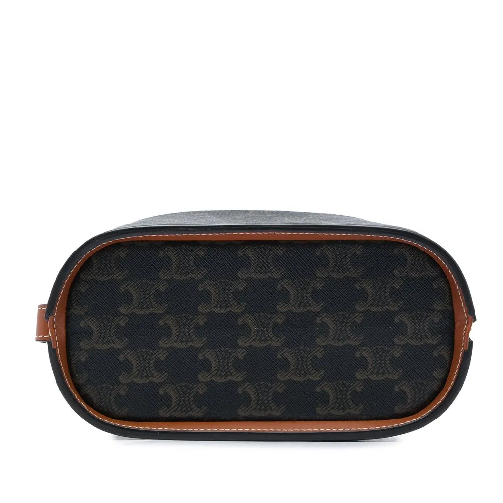 Celine Triomphe Coated Canvas Lunch Box Bag Brown Very good - Inside View