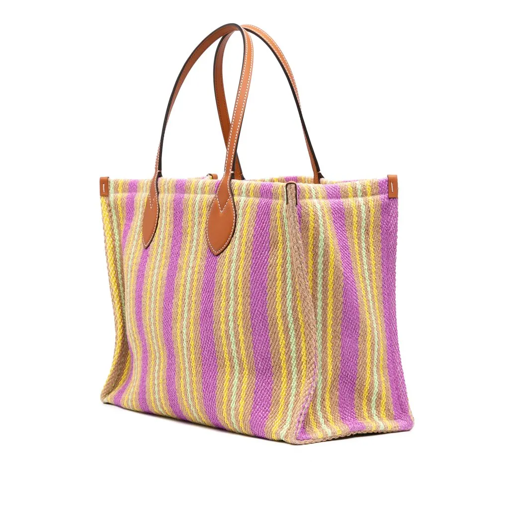 Gucci Medium Jute Embroidered Logo Shopper Tote Purple Very good - Back View