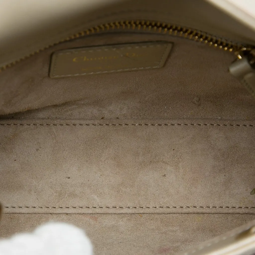 Dior Mini Beaded Metallic Lambskin Cannage Lady Dior Beige Leather Very good - Model View
