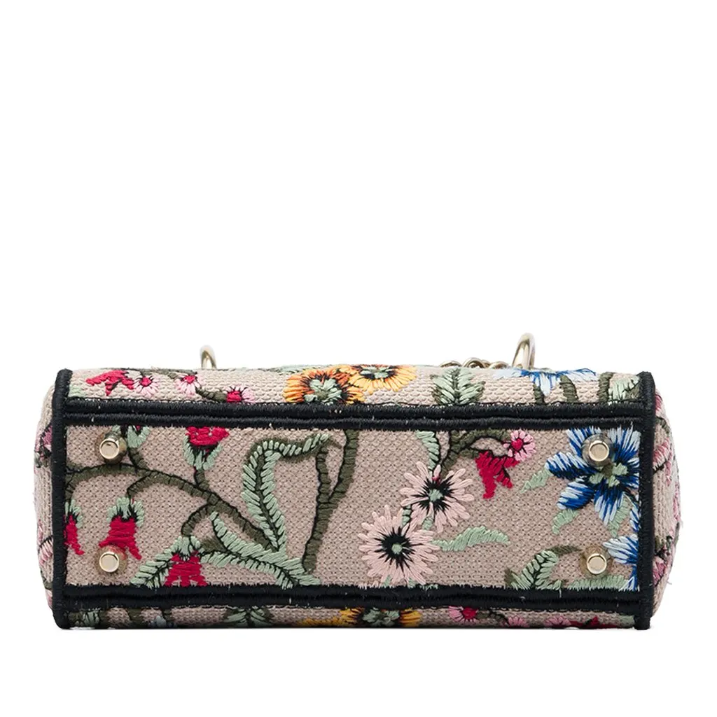 Dior Mini Embroidered Canvas Petites Fleurs Toile De Jouy Lady D Lite Beige Canvas Good - Inside View