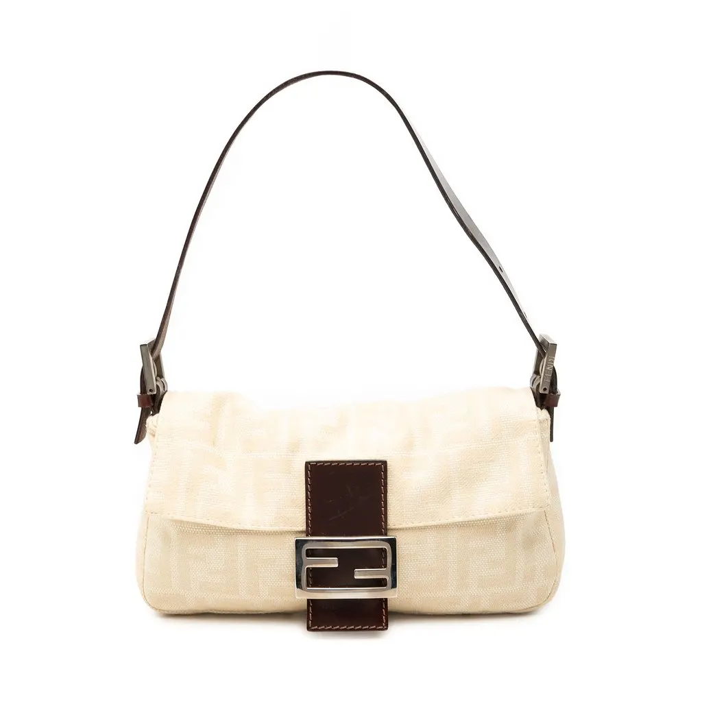 Fendi Zucca Canvas Baguette Beige Good - Front View