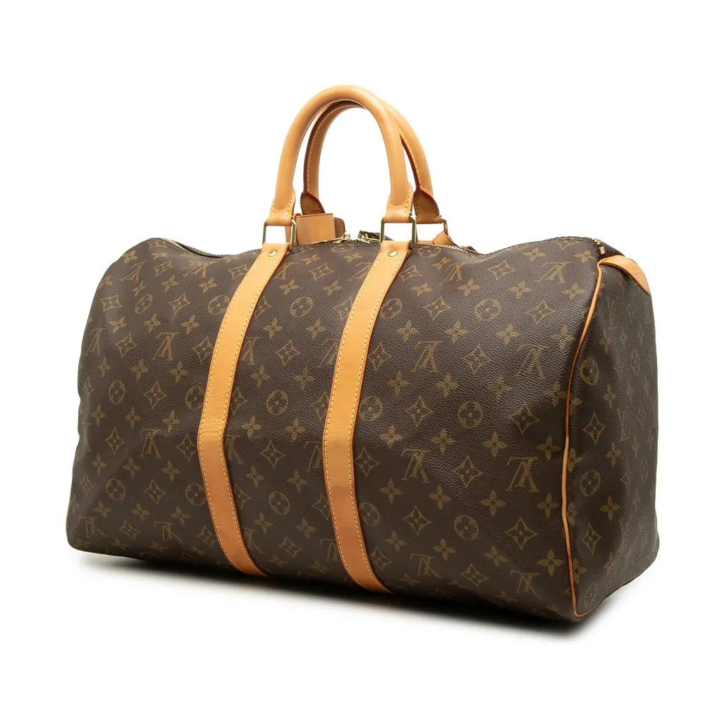 Louis Vuitton Monogram Keepall 45 Brown Canvas Good - Back View