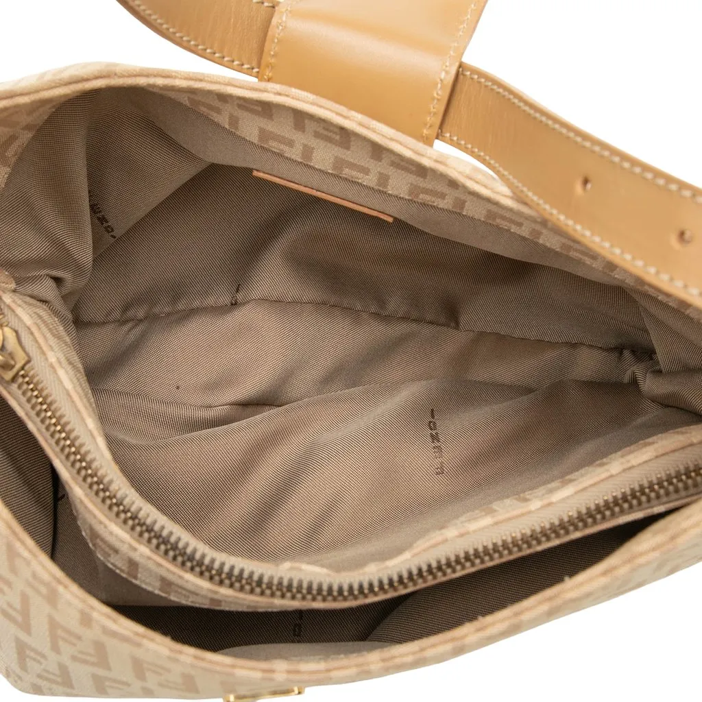 Fendi Zucchino Canvas Shoulder Bag Beige Canvas Very good - Model View