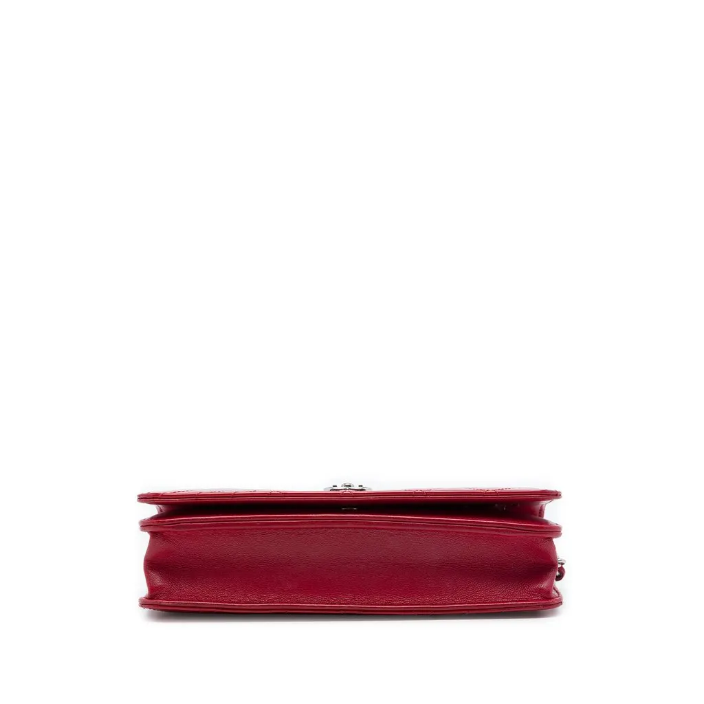 Chanel Quilted Patent Coco Boy Wallet On Chain Red Leather Good - Inside View