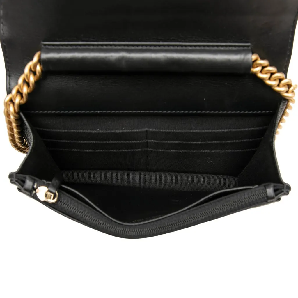 Chanel Quilted Caviar Boy Wallet on Chain Black Leather Very good - Model View