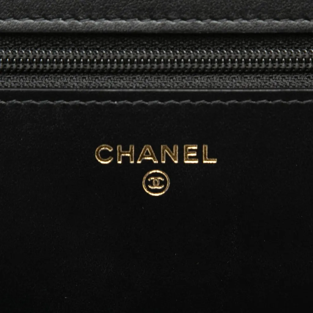 Chanel Quilted Caviar Boy Wallet on Chain Black Leather Very good - Box View