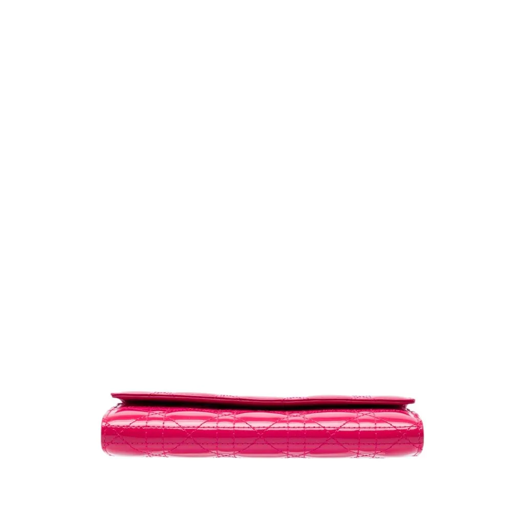 Dior Patent Cannage Lady Dior Wallet On Chain Pink Leather Very good - Inside View