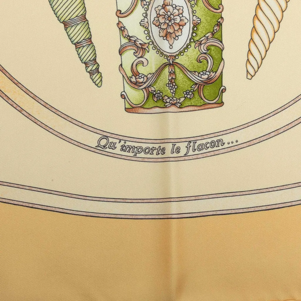 Hermès Qu Importe le Flacon Silk Scarf 90 Beige Very good - Back View