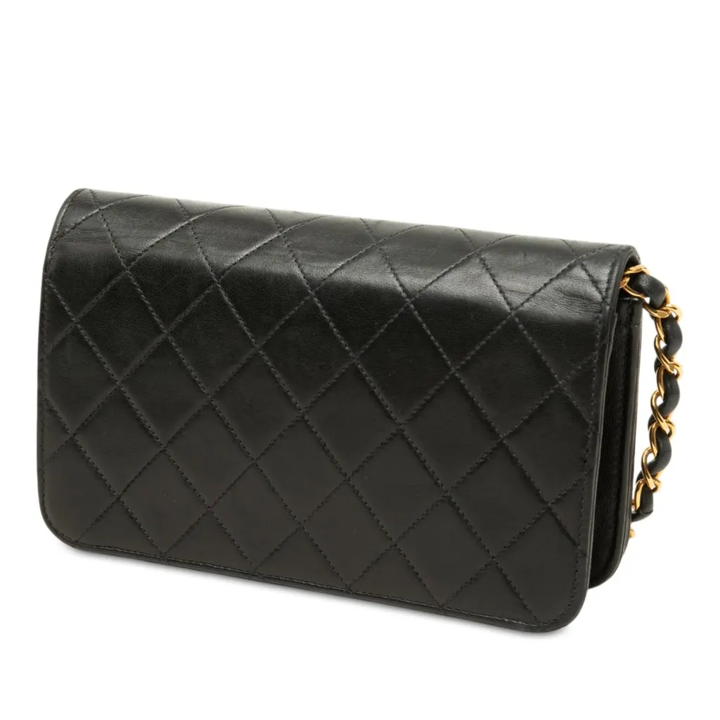 Chanel Mini CC Quilted Lambskin Full Flap Black Leather Good - Back View
