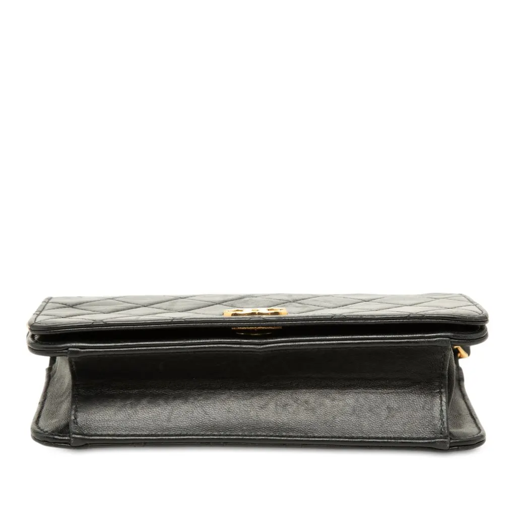 Chanel Mini CC Quilted Lambskin Full Flap Black Leather Good - Inside View