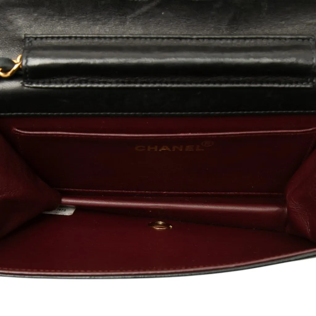 Chanel Mini CC Quilted Lambskin Full Flap Black Leather Good - Model View