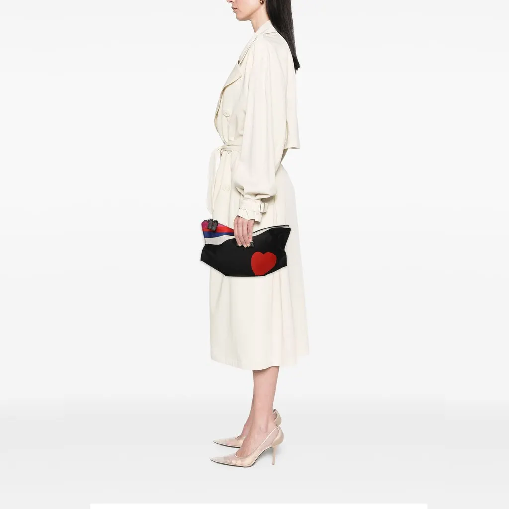 Alexander McQueen Printed Satin Heart De Manta Clutch Black Satin Very good - Box View