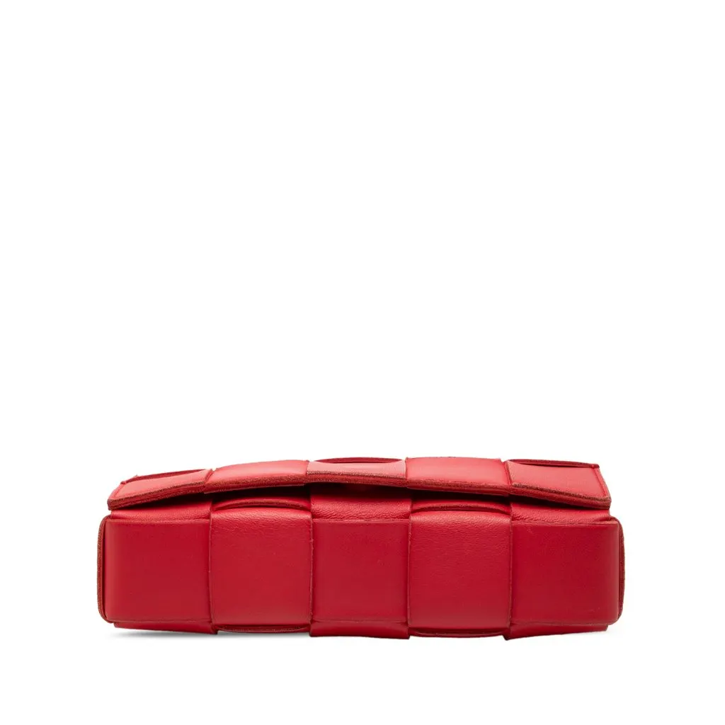 Bottega Veneta Nappa Intrecciato Cassette Crossbody Red Leather Very good - Inside View