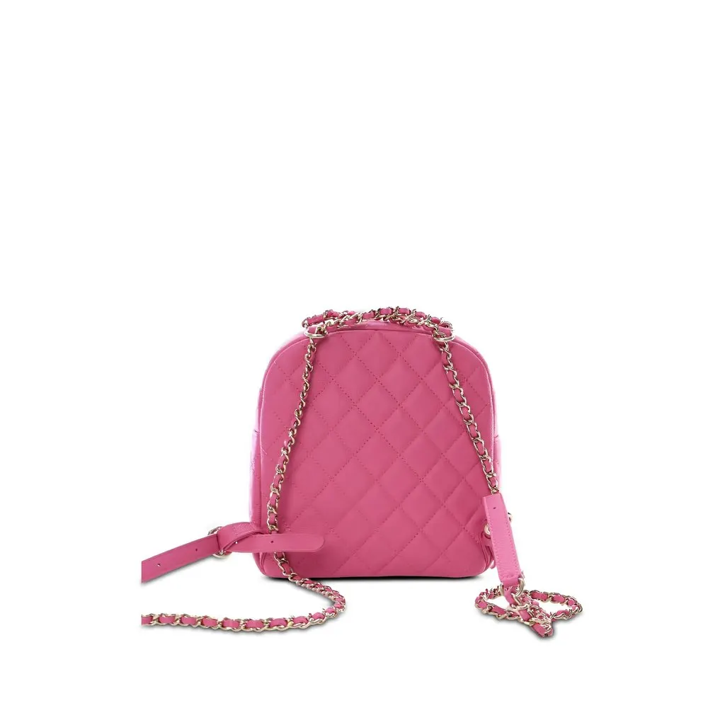 Chanel Small Quilted Caviar CC Day Backpack Pink Leather Very good - Back View
