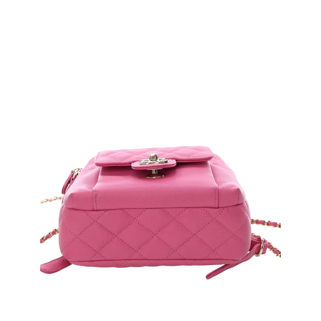 Chanel Small Quilted Caviar CC Day Backpack Pink Leather Very good - Inside View
