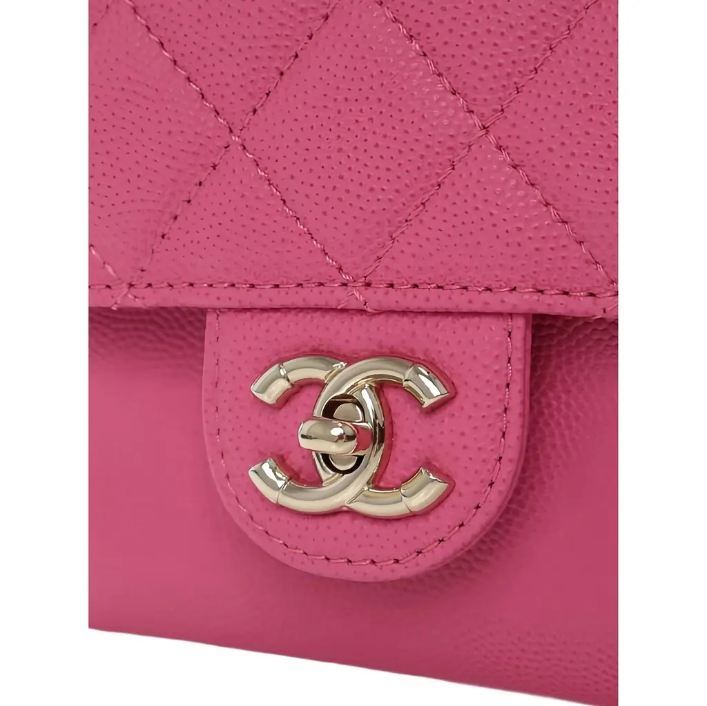 Chanel Small Quilted Caviar CC Day Backpack Pink Leather Very good - Model View