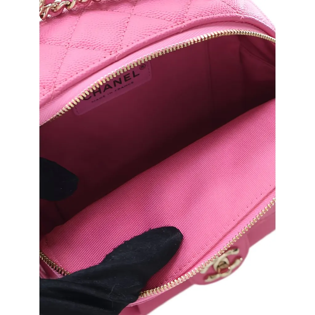 Chanel Small Quilted Caviar CC Day Backpack Pink Leather Very good - Box View