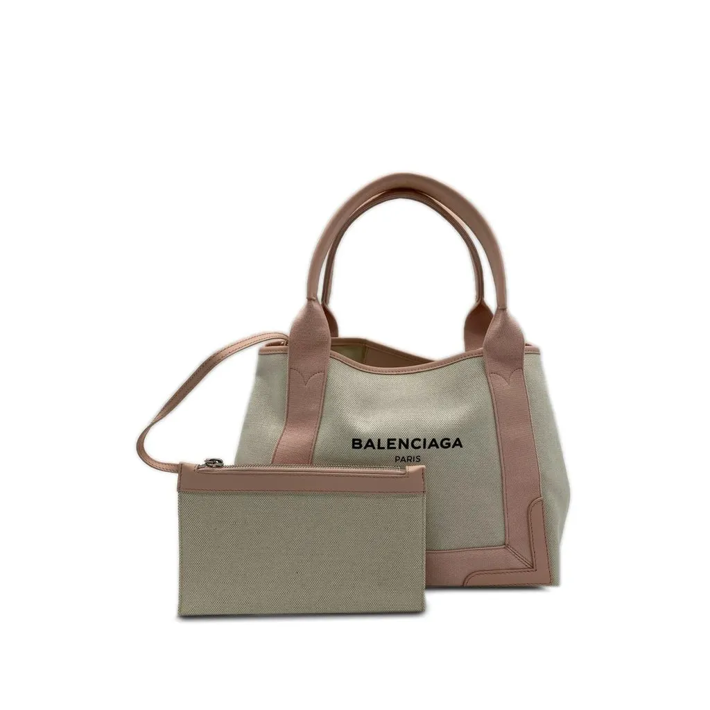 Balenciaga Canvas Navy Cabas Tote S
