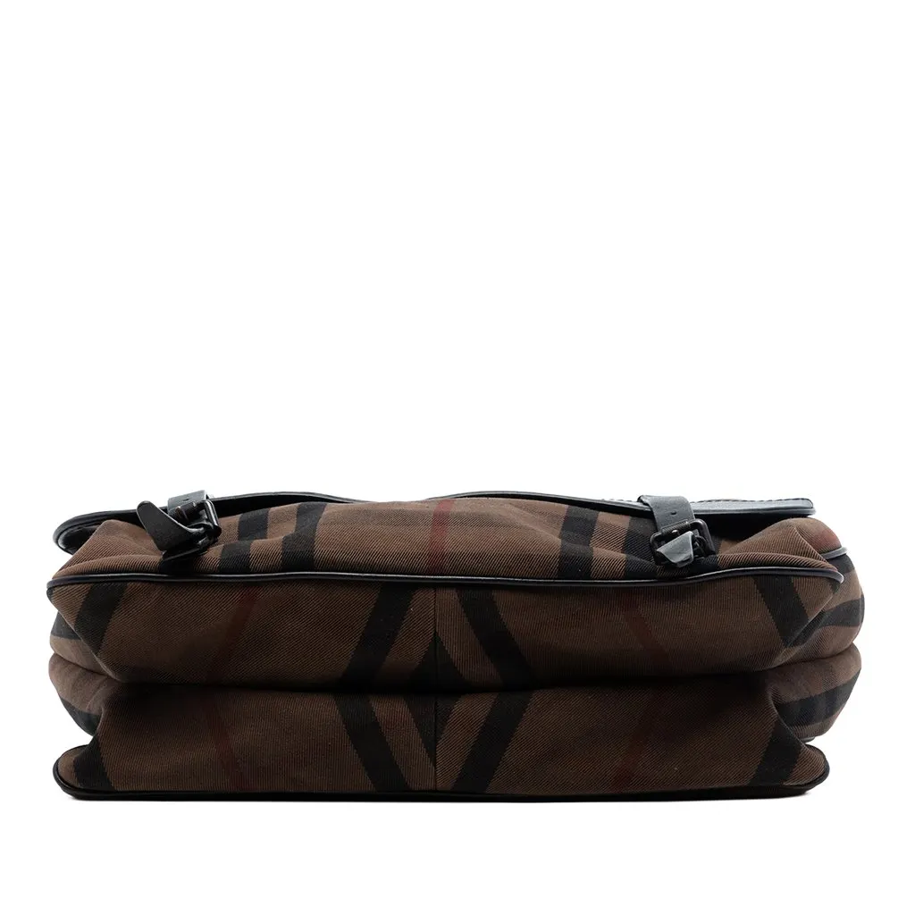 Burberry House Check Canvas Flap Crossbody Brown Good - Inside View