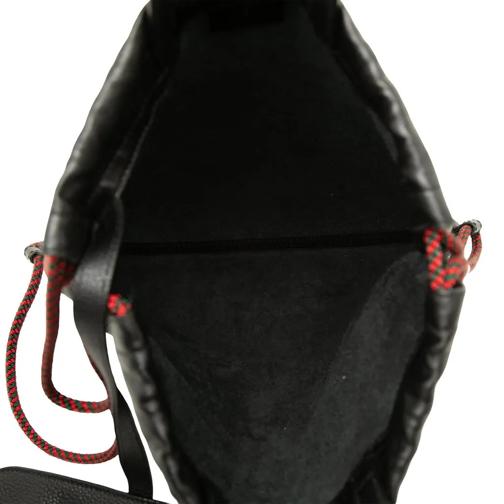Gucci Leather Logo Drawstring Backpack Black Leather Good - Model View