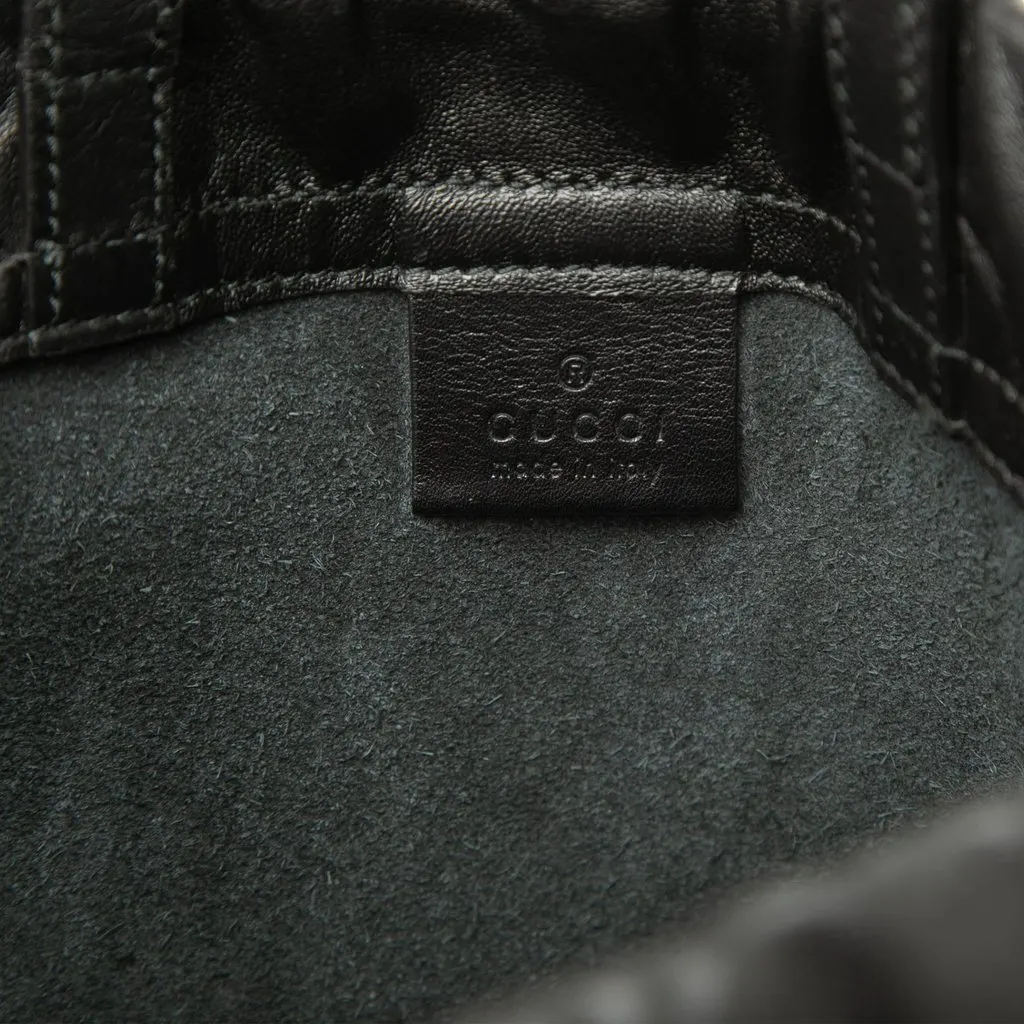 Gucci Leather Logo Drawstring Backpack Black Leather Good - Box View