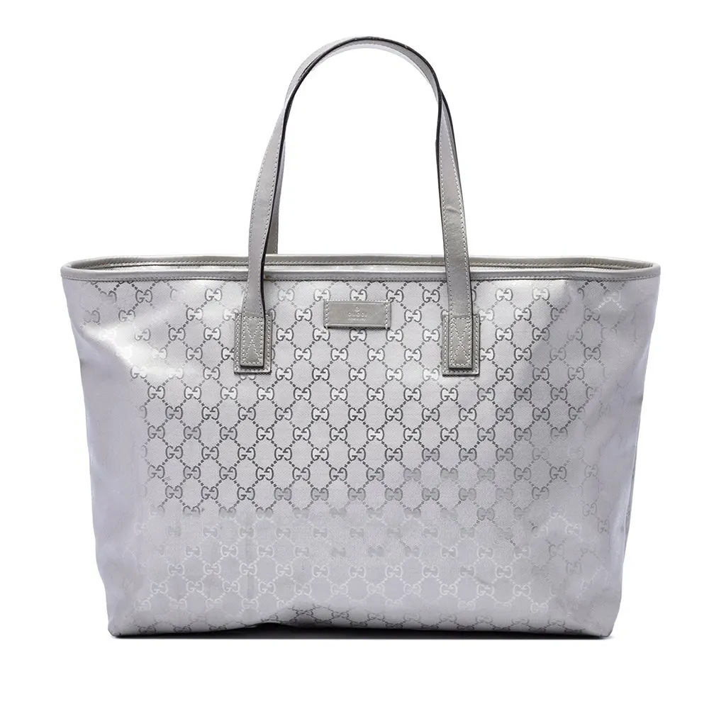 Gucci Large GG Imprime Tote Silver Very good - Front View