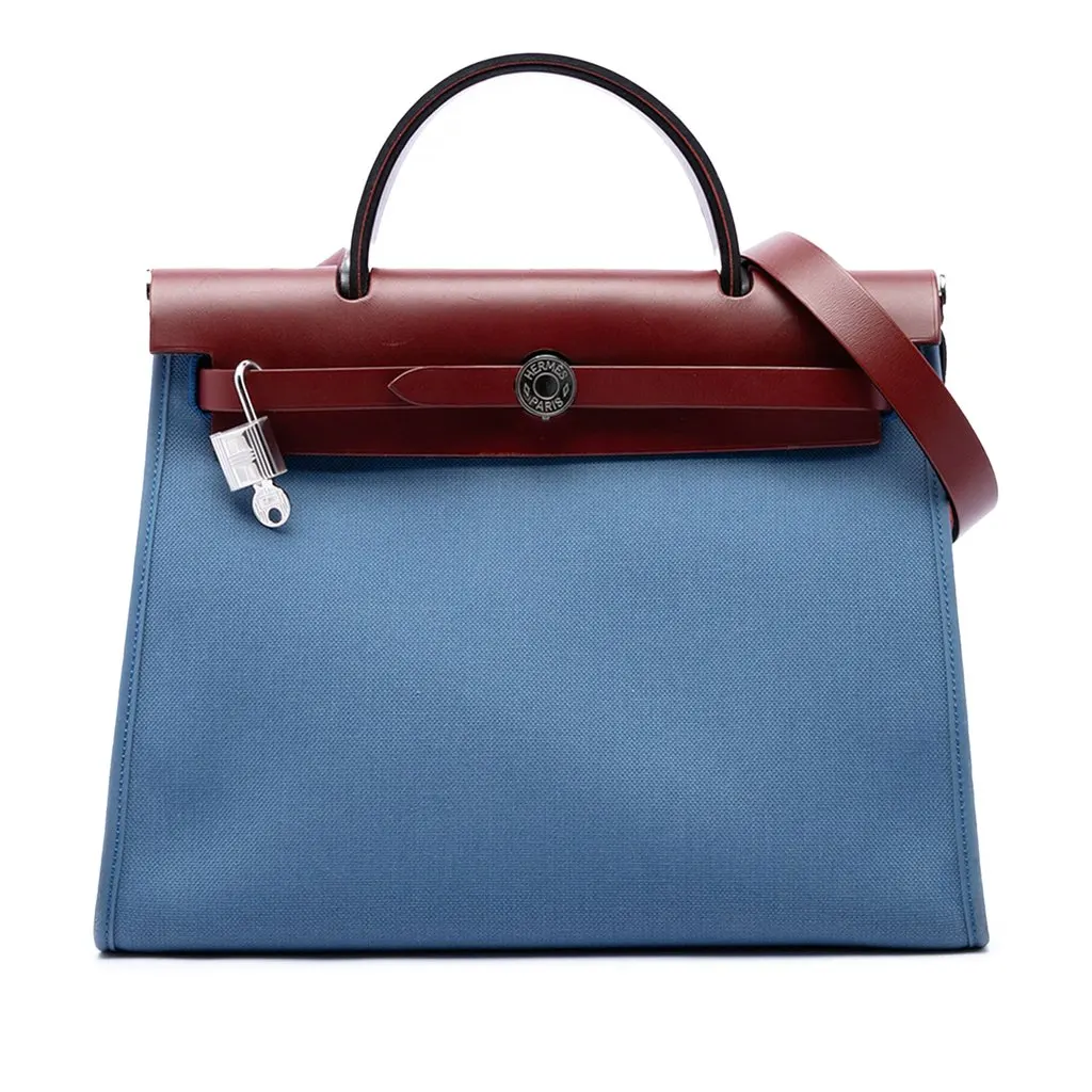 Hermès Toile Herbag Zip 31 Blue Canvas Very good - Front View