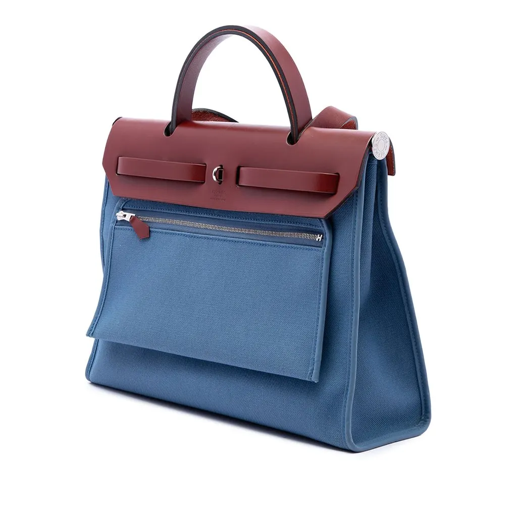 Hermès Toile Herbag Zip 31 Blue Canvas Very good - Back View