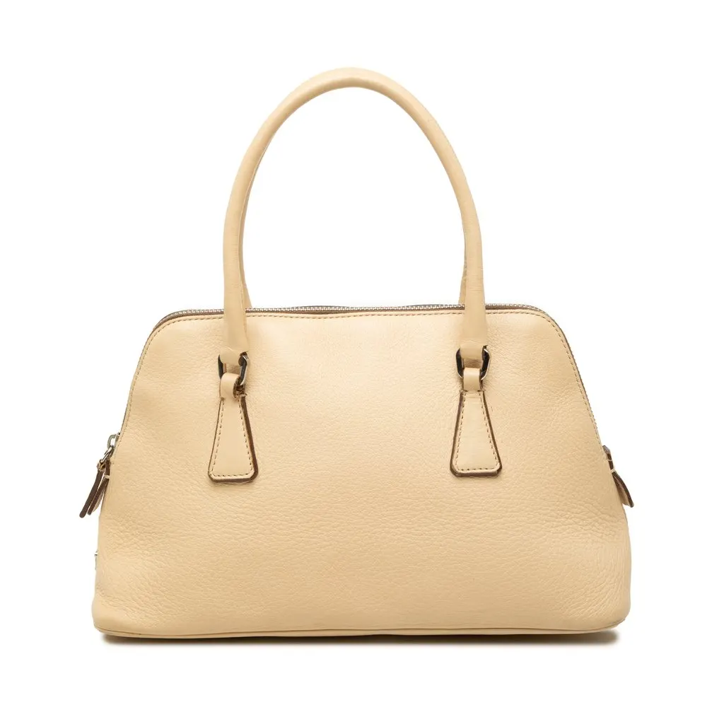 Prada Vitello Daino Promenade Satchel Beige Leather Very good - Front View