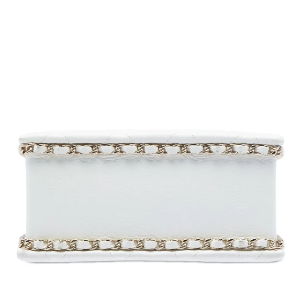 Chanel Mini Quilted Caviar Cut Out Evening Tote White Leather Very good - Inside View